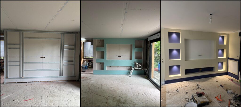 Transformation d’un mur de séparation sur mesure avec éclairage encastré à Rouen.